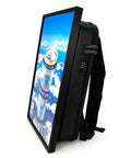 Rad Wearable Digital Signage Ad Backpack Equipped With Wifi And Sharp LCD Display Pairing Legit Sunlight Readable Panel in side view with display