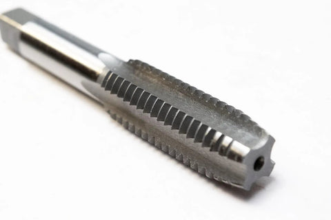 Front view of 5/8-11 National Fine Plug Tap For Metalworking Projects In High Carbon Steel, Precise Threading And 75 Percent Engagement