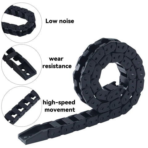 16.9in Opening Type Drag Chain Kit For P1P P1S P2S X1 X1C Flexible Nested Wire Carrier Cable Track Black, coiled view