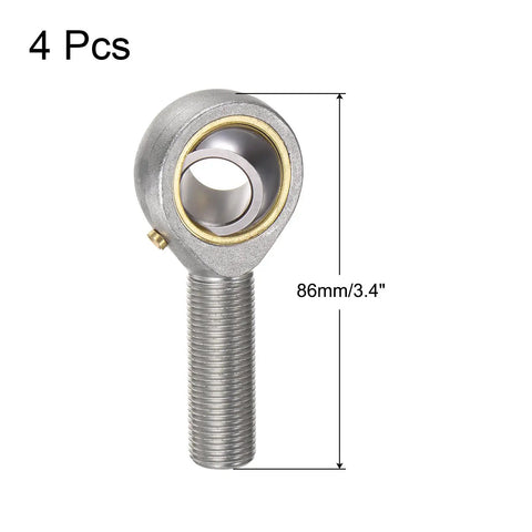 POSB10 Heavy Duty Male Rod End Bearing With Five Eighths Inch Bore And Five Eighths By Eighteen Right Hand Thread Self Lubricating Joint Rod Ends Includes Jam Nuts Four Pack For Durable Mechanical Linkages, 86mm length