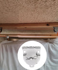 Beefy Heavy Duty 1-1/2 Inch Wall And Ceiling Mount Single Pulley With 420 Lb Capacity Iron And Zinc Construction Galvanized Finish For Rust-Proof Resistance Durable And Safe Easy Wire Rope And Chain Insertion For Quick Setup mounted on ceiling beam