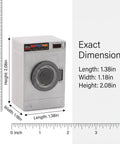 Dead On Realistic 1:12 Scale Mini Drum Washing Machine For Dollhouse Kitchen Setup showing dimensions of 1.38in x 1.18in x 2.08in.