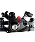 Rock Solid Mechanical Disc Brake Set With Dual Piston Calipers And Six Bolt Rotor close-up view of the caliper design.