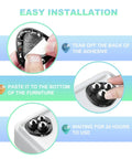 Easy installation steps for self-adhesive appliance casters; tear-off backing, paste on, wait 24 hours for countertop use.