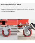 Close-up of wheels from Electric Lifting Scaffolding Platform With Remote Control And Wheels For Workshop And Warehouse