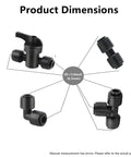Drip irrigation fittings kit for 1/4" tubing; black plastic connectors with valve, tees, elbows, couplings (Amazon brand)