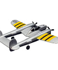 Beginner Friendly P38 RC Plane With 2.4GHz 2CH RTF Remote, Lightweight EPP Foam Warbird, Night Lighting, Easy Launch, 10 Minute Flight Time, Great for New Flyers, showing a detailed view of the EPP foam material and dual turbine design.