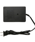 Two Slot 18650 Battery Charger For Li Ion Rechargeables 4.2V With Smart IC Auto Stop When Full US Plug Charger No Fuss Universal 18650 26650 Compatible Battery Charger black back view with US plug