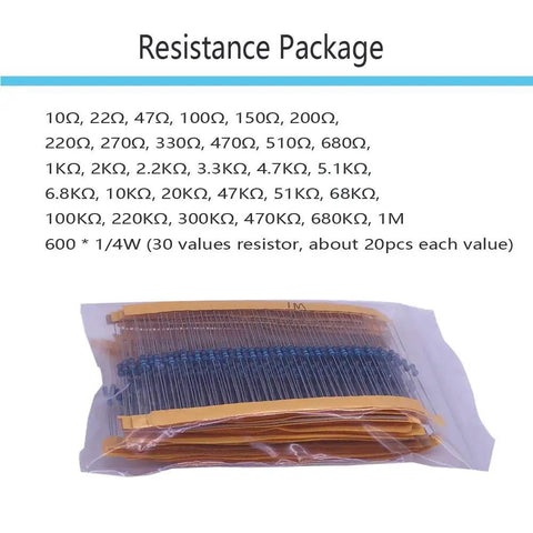Resistance Package from All In One Electronic Component Kit With 1390 Pieces Including LED Diodes and Transistors in Handy Box