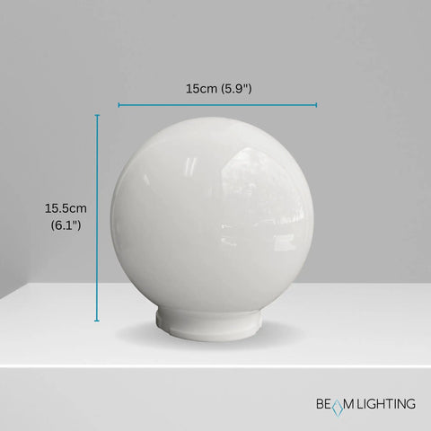 6 Inch White Acrylic Replacement Globe For Ceiling Lights, Wall Fixtures, Lamp Posts, And Streetlights, Opaque Globe Cover With 3.33 Inch Outer Neck And 2.99 Inch Inner Neck Fit For Outdoor And Indoor Use