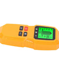 Marhynchus Stud Finder with LCD Screen, Lightweight Design in yellow showing buttons and LCD display from a side angle.