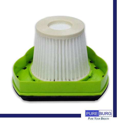 Replacement Filters For 1782 Pet Hair Eraser Handheld Cordless Vacuum HEPA filter with green base, angled view