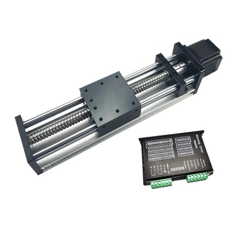 Heavy Duty Linear Rail Kit With Sliding Table Ball Screw Drive And Nema 23 Stepper Motor Driver assembly for CNC projects.