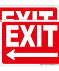 No Hassle Installation Heavy Duty Exit Signs With Left Arrow 10X7 Inch Fade Resistant Aluminum Safety Plaque Indoor Outdoor Wall Mounted