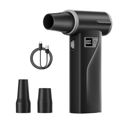 Rechargeable Electric Air Duster with 110k RPM brushless motor, USB cable, two nozzles, 100-speed adjustable cordless duster