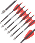7.5 Inch Carbon Crossbow Bolts with 2 Inch Red Vanes, 100 Grain Broadhead Options, Field Point Or Blade Broadheads.