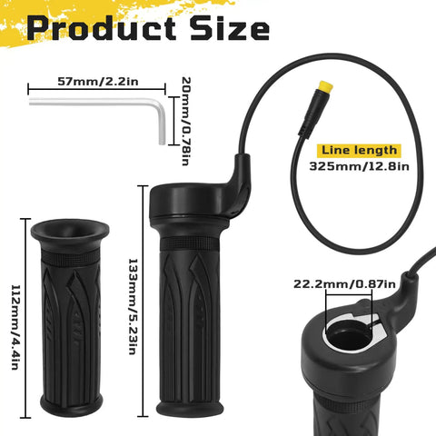 3 Pin XLR Male Full Twist Ebike Throttle Kit For 12V 72V Electric Bikes And Scooters, 7/8 Inch Handlebar Fit, Durable Throttle Grips For E-Bikes, Folding Mountain Bikes, Motos And More