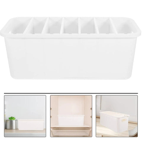 Slick White PP Plastic Drawer Organizer Box With Comfortable Handle Grip For Quick Sorting Bras Socks Ties And Everyday Gear To Keep Your Room Neat On The Daily.