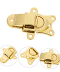 Stunning 2Pcs Vintage Duckbilled Hasp Latch Set, Heavy Duty Zinc Alloy Golden Toggle Lock showing a gold latch for jewelry boxes and cabinets.