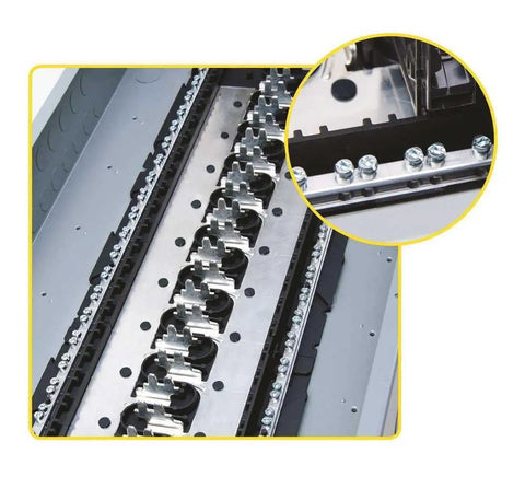 Rock Solid 100 Amp 120 240 Volt Electrical Load Center With 20 Spaces And 40 Circuits Combination Mount Main Breaker Panel Box interior wiring detail.