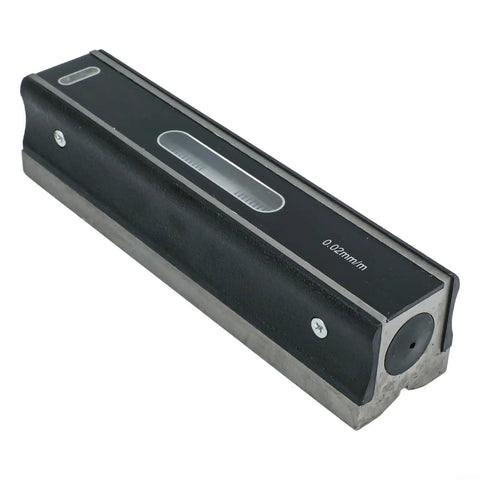 Noteflora Steel Bar for spirit Level 200mm 0.02mm Resolution Machinist Tool showing V-Groove and bubble vials.