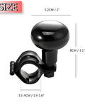 One Hand Drive Steering Wheel Knob Power Handle For Cars Trucks Marine Boats Universal Ball Grip With Palm Pad Beefy Stainless Steel And ABS Rust Proof Build Provides Smooth 360 Degree One Hand Control, showing size dimensions.