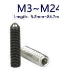 304 Stainless Steel Spring Ball Plunger Set Screw Hex Socket Grub Point Fastener Bolt M3 To M24 Range with hex socket design.