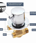 Heavy Duty Four Way Brass Shower Diverter Valve With Tight Multi Port Flow Routing For Quick Bathroom Upgrades And Zero Stress Temperature Tweaks For Rock Solid Daily Performance with clear control labels and inlet ports.