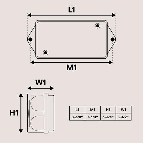 Diagram showing dimensions of 7-Way Trailer Wiring Junction Box With Waterproof 7-Pin Terminal Block for RV Boat Camper.
