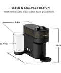 Vertuo Pop Plus Coffee And Espresso Maker With Aeroccino3 Milk Frother, sleek compact design, side water tank, yellow accent.