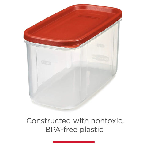 Premium Modular Food Lids For Airtight See-Through Storage Containers with clear base and red lid, large size, BPA-free plastic.
