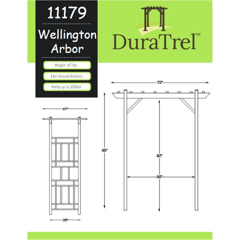 Vinyl Garden Archway For Outdoors, 72 By 85 Inches, White With Lattice Design And Trellis Sides, Weather Resistant PVC Arch