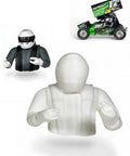 Ultra Lightweight RC Driver Upgrade For 1/10 Scale Sprint Car, 3D Printed And Paintable, shown in black and white variants