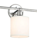 Chrome 3 Light Vanity Wall Light With Fabric Drum Shade, Hardwired Bathroom Fixture, modern design, white drum shades