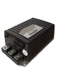 Dead Smooth Golf Cart Motor Speed Controller For 36 Volt And 48 Volt Systems Pumping 275 Amps, side view of black unit.