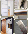 Double Track Sliding Barn Door Hardware Kit for Two Doors with adjustable lengths, stainless steel and nylon, installed view.