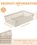 Bulk Set Of Six Small Beige Plastic Storage Baskets Perfect For Desk Drawer And Countertop Tidy Organization with stackable design.