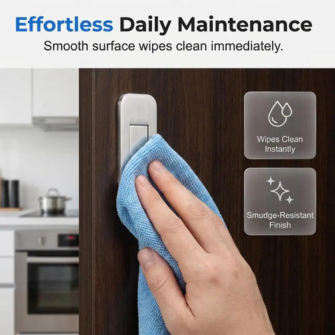 Hand cleaning Ultra Thin No Drill Magnetic Cabinet Catch Set With Adhesive Stainless Steel Door Latch on cabinet