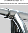 Close-up of heavy duty welded stainless steel structure of Folding Dock Boat Ladder 4 Step Heavy Duty Stainless Steel Marine Yacht Ladder With Removable Swim Deck Non Slip Pedals And Hand Rail Telescoping Design For Easy Safe Boarding.