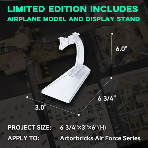 Display stand for AH 64 Apache Military Helicopter Building Kit With Display Stand 183 Piece Model For Adults Collectors