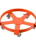 Heavy Duty 55 Gallon Drum Dolly Non Tipping Steel Frame With Powder Coat 1250 Lbs Capacity Stable Drum Cart With Thick Cross Braces To Prevent Warping And Rust Resistant Build, orange steel frame with casters