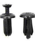 Huge 120 To 240 Piece Car Trim Rivet Kit With Nylon Bumper Clips That Hold Firm And Secure Plastic Panels, Dash Trims And Grilles Like A Boss Without Falling Out On The Road. black nylon car trim rivets, close-up of two bumper clips