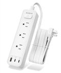 6 In 1 USB C Power Strip With 3 AC Outlets, 2 USB C Ports And 1 USB A Port, 5ft Flat Extension Cord, White