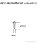M6x20mm stainless steel self-tapping screw from set of 4 stainless steel license plate fasteners kit for cars trucks SUVs and vans
