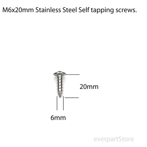 M6x20mm stainless steel self-tapping screw from set of 4 stainless steel license plate fasteners kit for cars trucks SUVs and vans