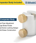 Headspace Gauge Comparator Kit With 6 Bushings for Reloading, featuring solid brass knobs and dual-screw locking design.