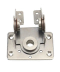 Bilateral torque hinge with damping, stainless steel, mounted on square base with bolt holes.