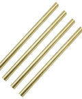 4 Pack Solid Brass Rod Lathe Bar Stock Set, 9.5 Mm Diameter 3 Eighth Inch, 4 Inch Length shown in a side-by-side view.