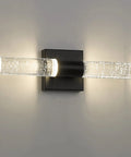 Matte Black LED Vanity Light With Bubble Glass Sconce, two 9W 4000K crystal tubes illuminated on wall mount VL601-MB