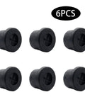 Six Pack 12mm Black Cable Grommets For Desks And Tables Rubber Desk Grommets, set of 6, black rubber with cross opening